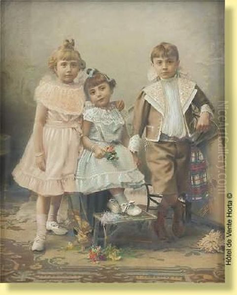 Trois Enfants Sages Oil Painting by Ferdinand Thomas Lee Boyle