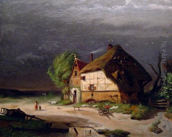 Vor Dem Gewitter Oil Painting by Johann Richard Seel