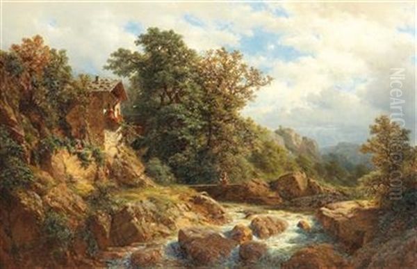 Scene Near Bozen In Tyrol Oil Painting by Gottfried Seelos