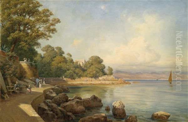 Promenade An Sudlicher Kuste Oil Painting by Gottfried Seelos