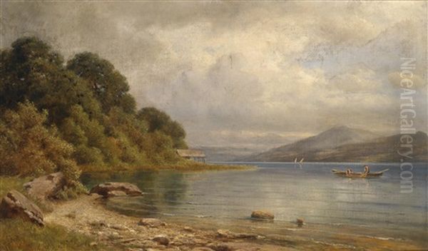 Der Worthersee Bei Velden Oil Painting by Gottfried Seelos