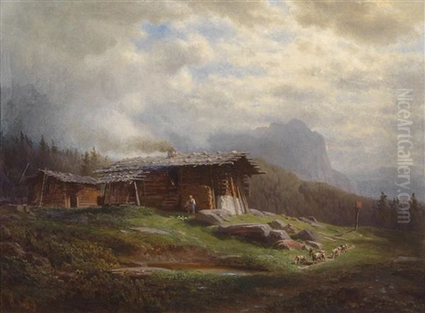 Auf Der Tuffalpe (tyrol) Oil Painting by Gottfried Seelos