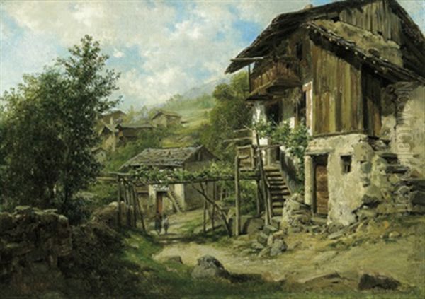 Bauernhof Oil Painting by Gustav Seelos