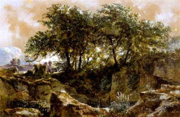 Waldparthie Beim Runkelstein Im Sarnthale Oil Painting by Gustav Seelos