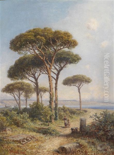 Sudliche Landschaft Mit Figurlicher Staffage Oil Painting by Ignaz Seelos