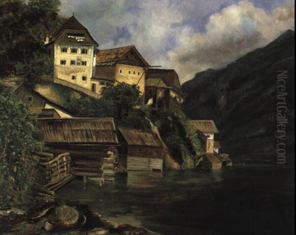 Hallstatt Oil Painting by Ignaz Seelos