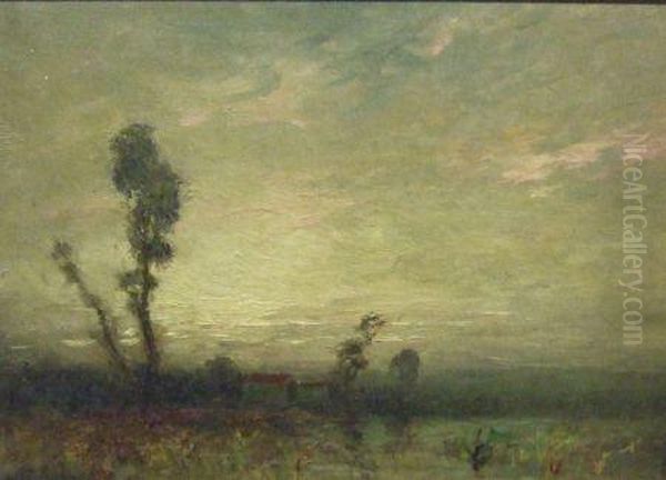 A Windswept Landscape At Sunset Oil Painting by George Boyle