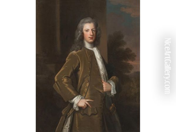 A Portrait Of A Gentleman, Traditionally Identified As The Earl Of Halifax Oil Painting by Enoch Seeman