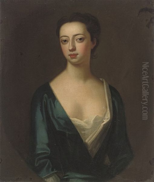 Portrait Of A Lady (elizabeth Greville, Lady Guilford?) In A Blue Dress Oil Painting by Enoch Seeman