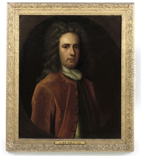 Portrait Of Sir John Jacob In A Burgundy Coat And A Breastplate Oil Painting by Enoch Seeman