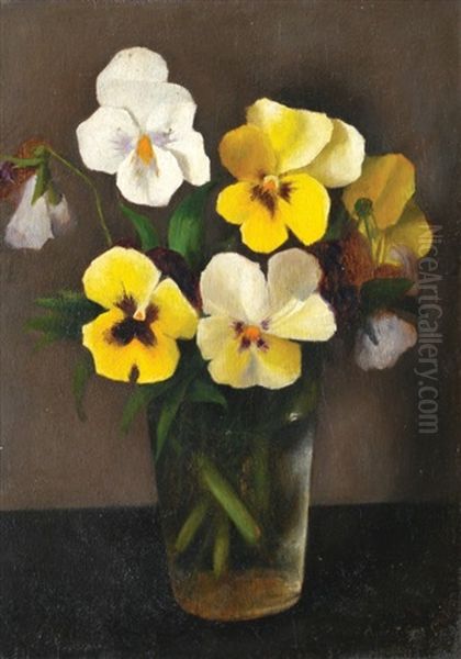 Flower Vase Oil Painting by Arthur Segal