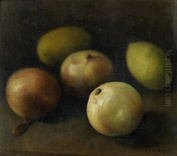 Onions And Lemons Oil Painting by Arthur Segal