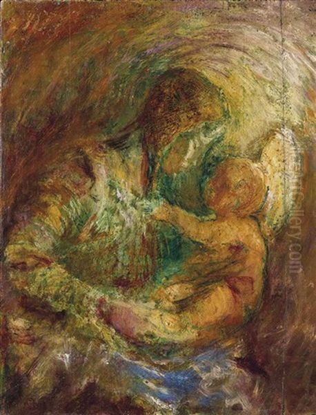 Madonna Con Bambino Oil Painting by Giovanni Segantini