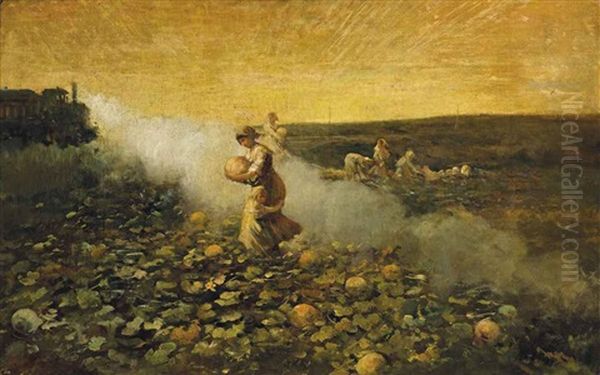 La Raccolta Delle Zucche Oil Painting by Giovanni Segantini