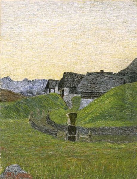 Alpenlandschaft (alpine Landscape) Oil Painting by Mario Segantini