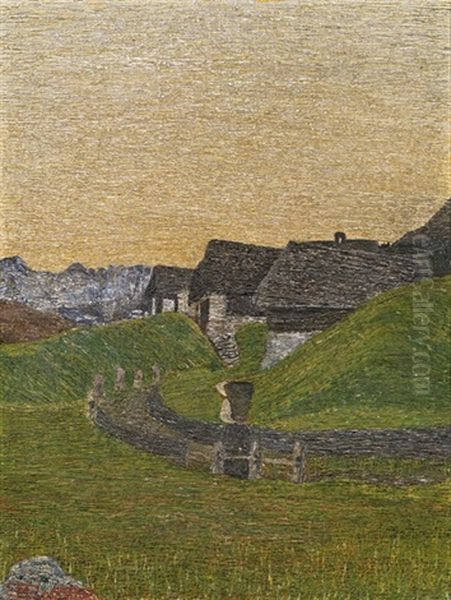 Motiv Aus Maloja Oil Painting by Mario Segantini