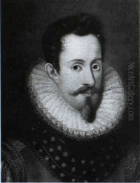 Portrait Of A Gentleman, Bust Length, Wearing A White Ruff  And Armour Oil Painting by William (Sir) Segar