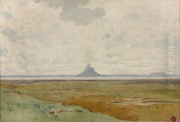 La Baie Du Mont Saint-michel Avec Le Rocher De Tombelaine Oil Painting by Alexandre Sege