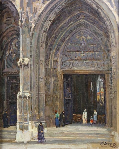 Port Principal De La Cathedral De Rouen Oil Painting by Adrien Segers