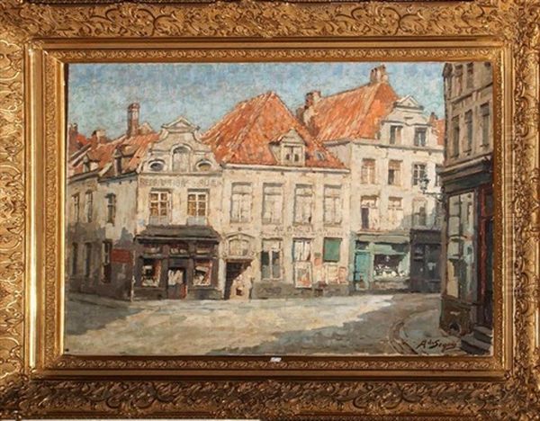 L'ancienne Rue Des Sols A Bruxelles Oil Painting by Adrien Segers