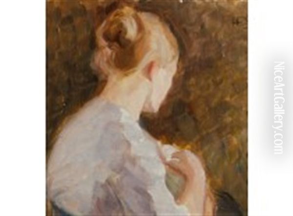 Lady In Profile Oil Painting by Hanna Frosterus Segerstrale