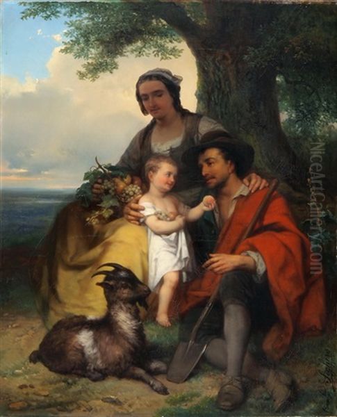 Bauernfamilie Oil Painting by Cornelius Johannes Adrianus Seghers