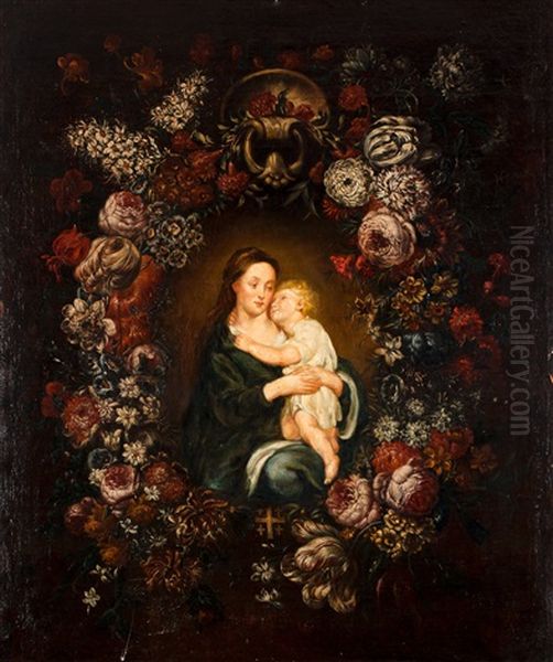 Mother And Child Oil Painting by Daniel Seghers