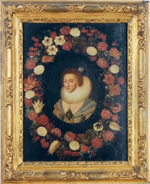 Portrait Of Prince Frederick Hendrik Of Orange In A Flower Surround (+ Portrait Of A Lady; 2 Works) Oil Painting by Daniel Seghers