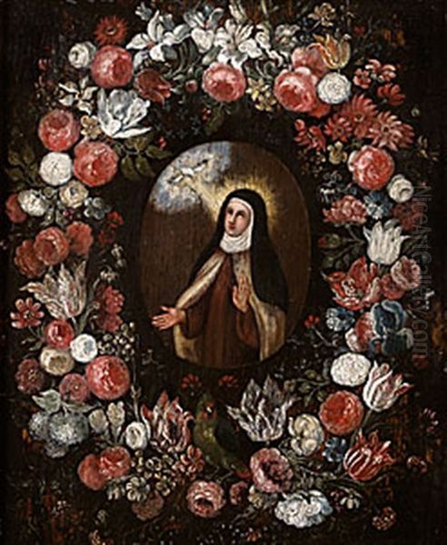 St. Theresa I Blomkrans Oil Painting by Daniel Seghers