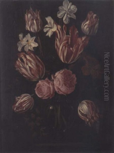 Vase De Fleurs Et Tulipes Oil Painting by Daniel Seghers