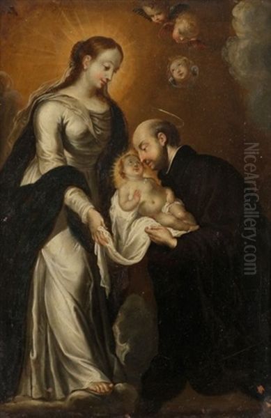 Saint Ignace De Loyola, L'enfant Jesus Et La Vierge Oil Painting by Gerard Seghers