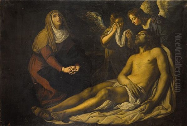 The Lamentation Of Christ With The Virgin And Two Angels Oil Painting by Gerard Seghers