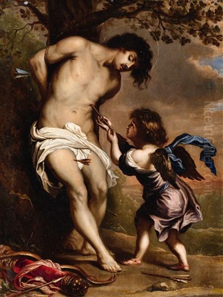 Saint Sebastian And An Angel Oil Painting by Gerard Seghers