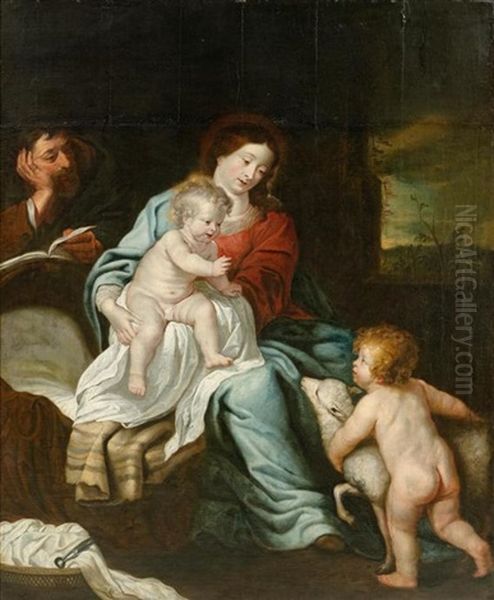 Heilige Familie Mit Johannes Dem Taufer Oil Painting by Gerard Seghers