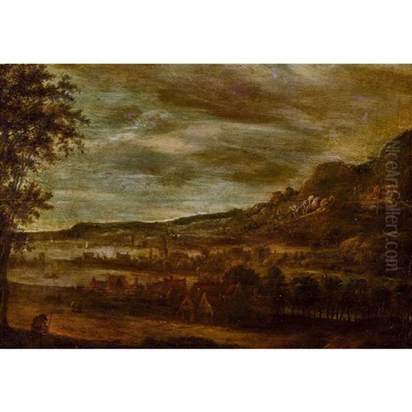 Landschaft Mit Dorfern Am Ufer Oil Painting by Hercules Seghers