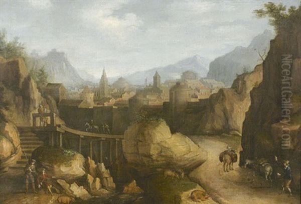 Landschaft Mit Einer Stadt Oil Painting by Hercules Seghers