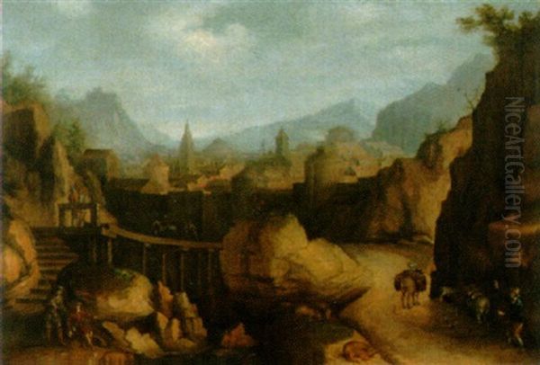 Landschaft Mit Einer Stadt by Hercules Seghers