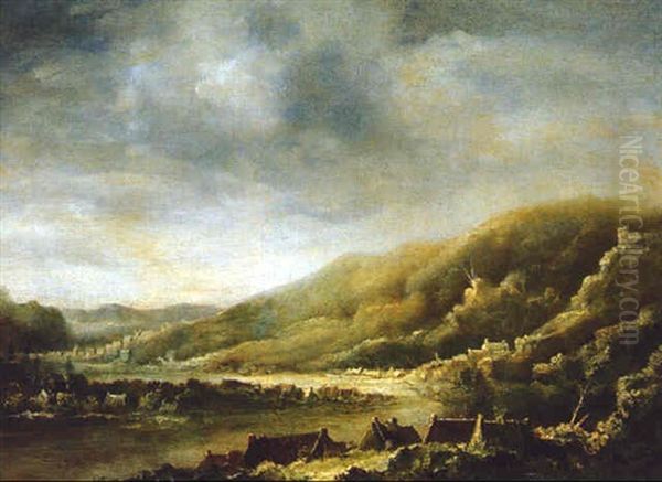 Paysage Panoramique Vallonne Avec Une Riviere Oil Painting by Hercules Seghers