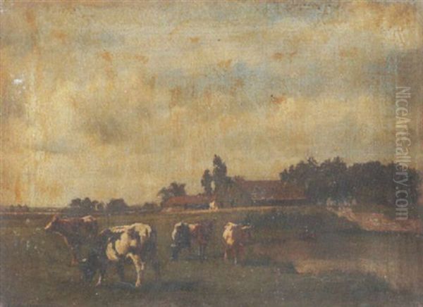 Weidende Kuhe Auf Der Wiese Oil Painting by Carl Seibels