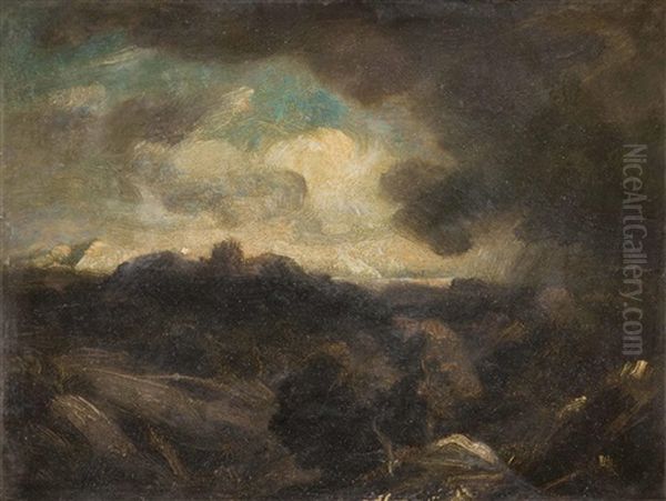 Gewitterlandschaft Oil Painting by August Seidel