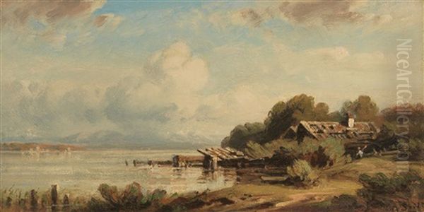 Fischerhutte Am Starnberger See Oil Painting by August Seidel