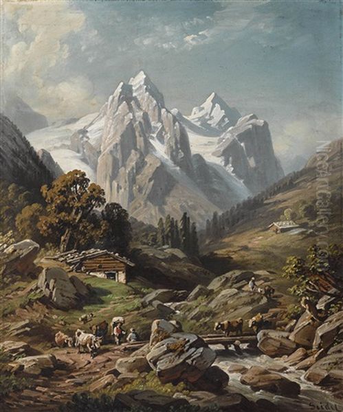 Gebirgslandschaft (hollental?) Oil Painting by August Seidel