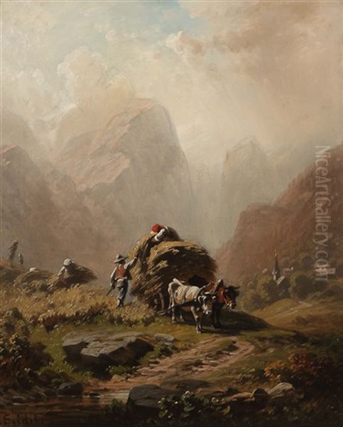 Heuernte Im Hochgebirge by August Seidel