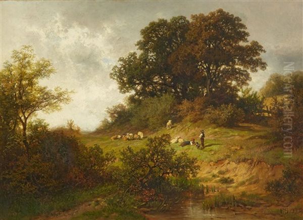 Landscape With Shepherds Oil Painting by Franz Seidel