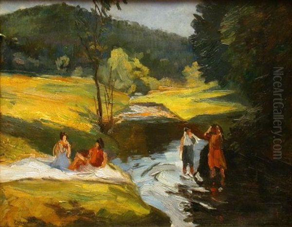 Pejzaz - Nad Rzeka Oil Painting by Efraim Seidenbeutel