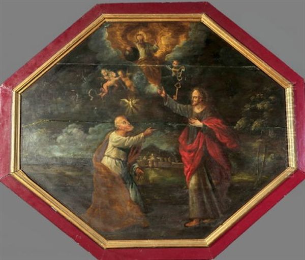 Christus Ubergibt Petrus Die Himmelsschlussel Oil Painting by Linus Seif