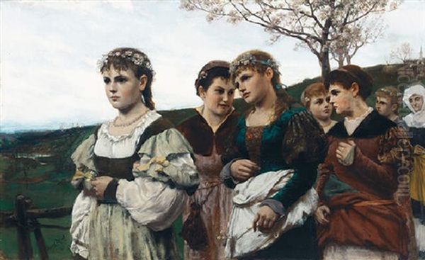 The May Procession Oil Painting by Alfred Seifert