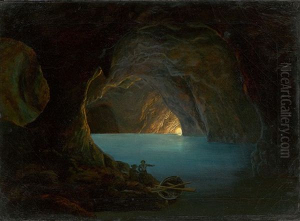 The Blue Grotto On Capri Oil Painting by Carl Friedrich Seiffert