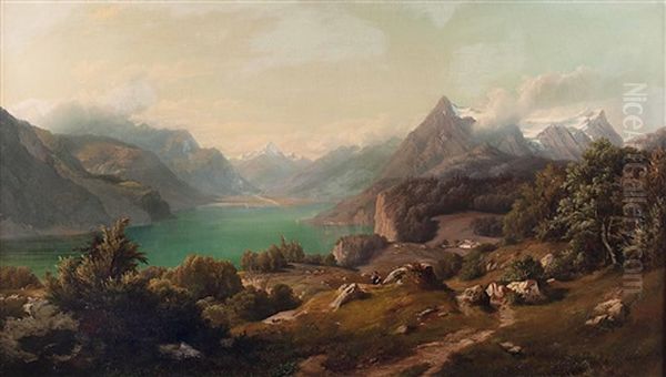 Blick Auf Den Vierwaldstattersee In Der Schweiz Oil Painting by Carl Friedrich Seiffert