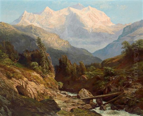 In Den Schweizer Hochalpen, Blick Auf Das Jungfraumassiv Oil Painting by Carl Friedrich Seiffert